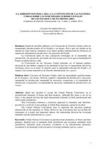 La adhesión española a la Convención de las Naciones Unidas sobre inmunidades de los Estados y de sus bienes