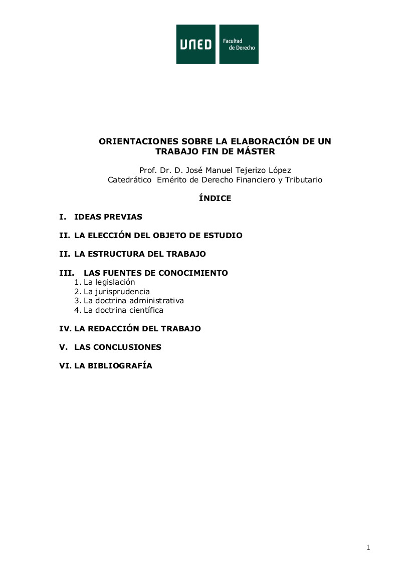 Orientaciones Sobre La Elaboración De Un Trabajo Fin De Máster | Juspedia